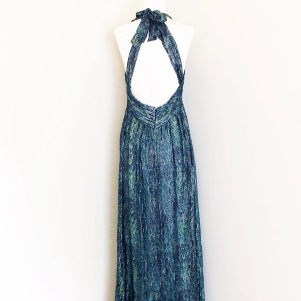 BCBGMaxAzria Silk Metallic Snake Print Open-back Maxi Dress - Picture 3 of 10